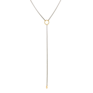 Lariat Necklace - Mixed Metals Stainless Steel and 14k Gold-filled