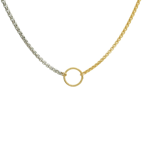 Half 14k Gold-filled Half Stainless Hammered Circle Necklace