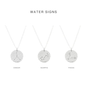 Hammered Zodiac Constellation Necklace - Sterling Silver