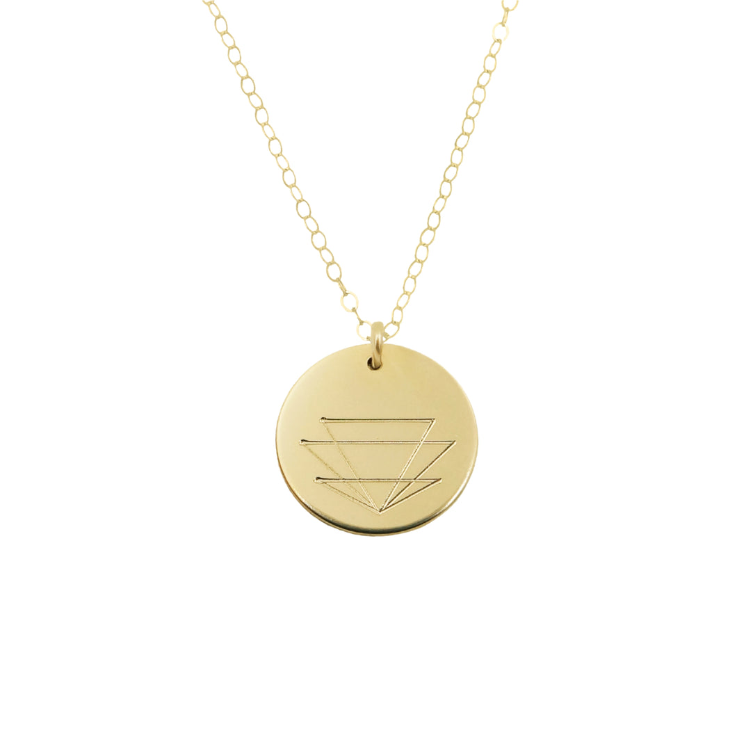 Gold filled engraved disc on cable chain