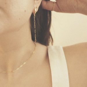 petite paperclip necklace and earrings in gold-filled