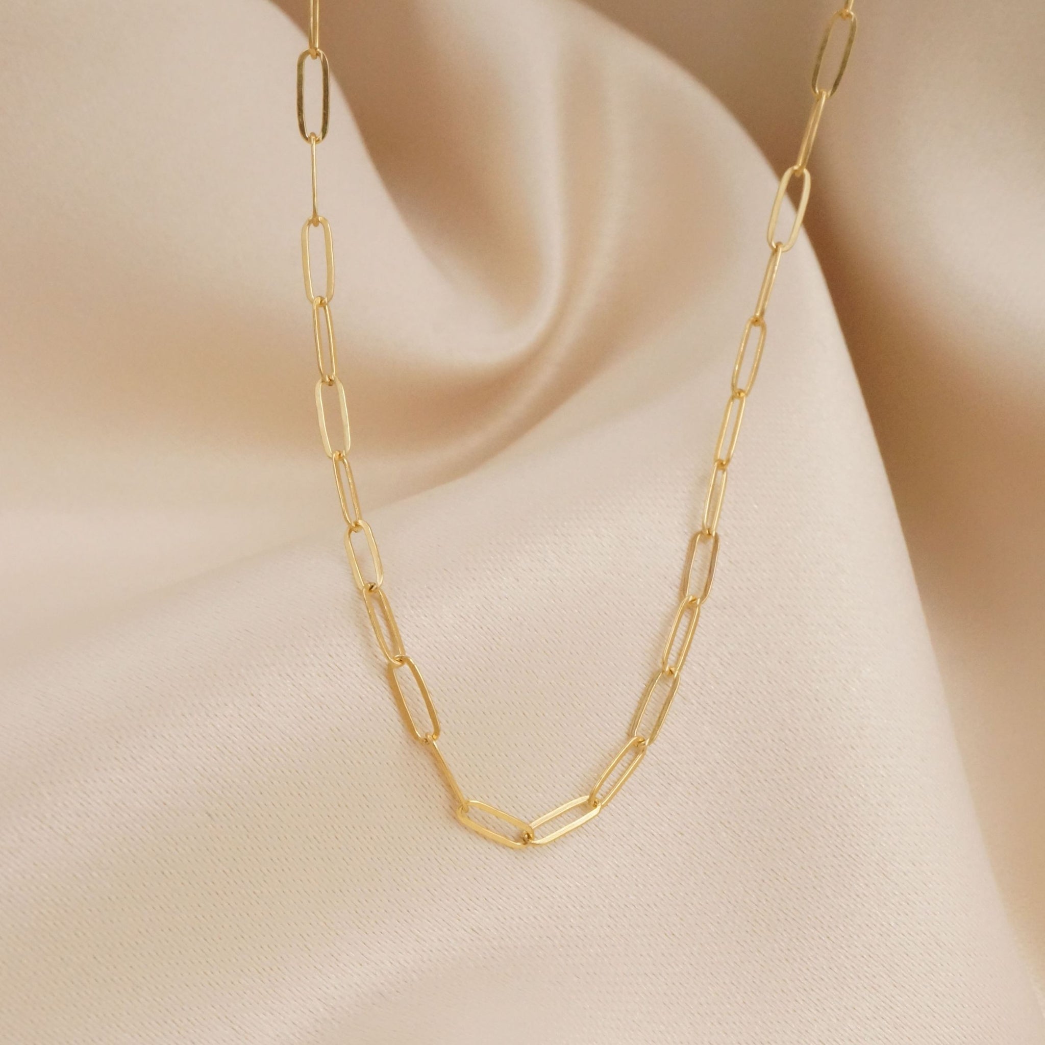 Paper Clip Necklace - Gold Plated - 24